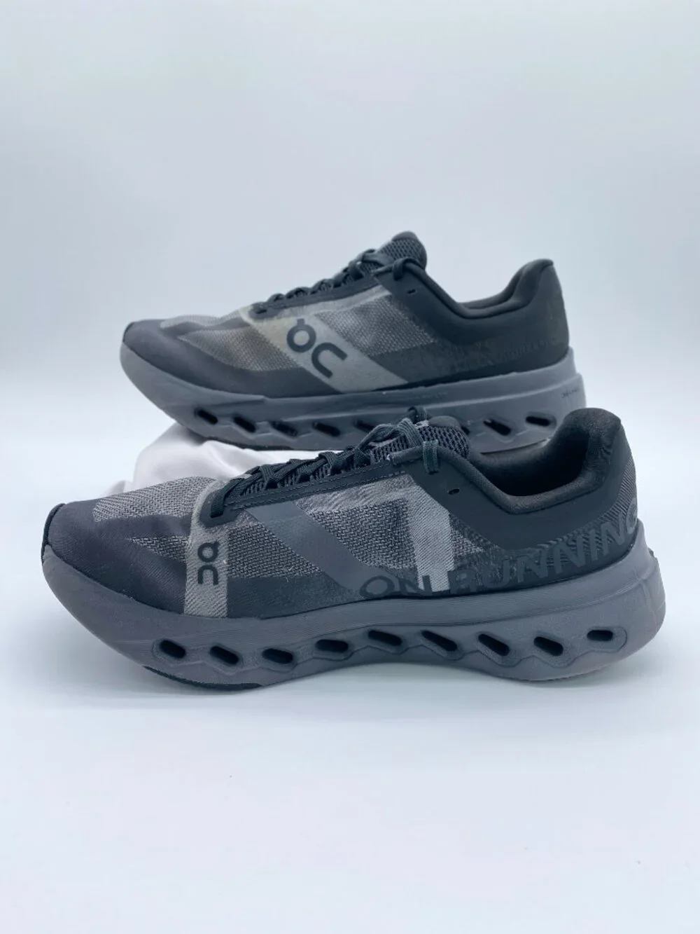 On Cloudsurfer Next Running Shoes Black Gray Women's Size 10 Swiss Engineered